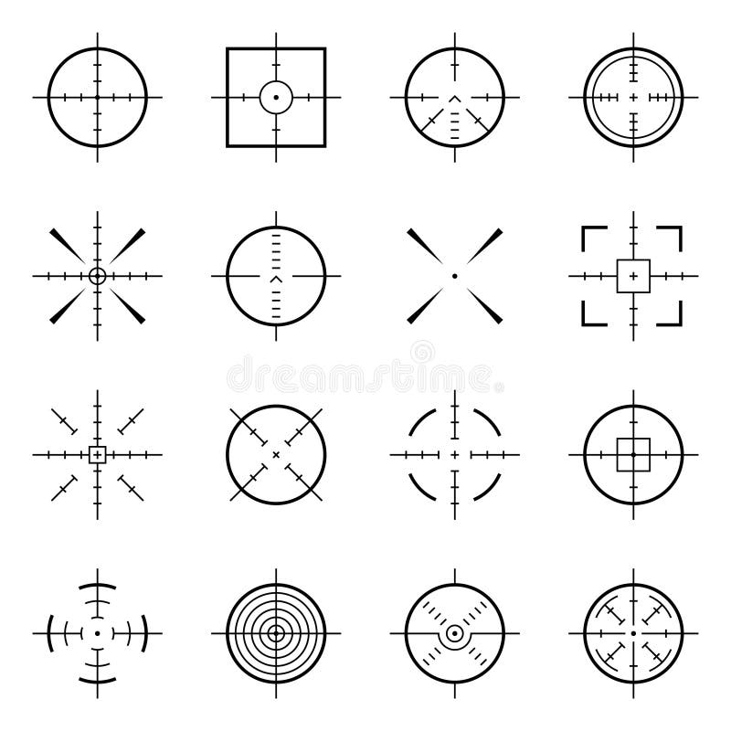 Ovanlig bullseye, exakta fokussymboler Precisionsyften, symboler för skyttmålvektor