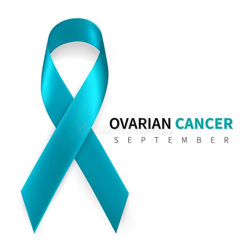 Ovarian Cancer Awareness Month. Realistic Teal Ribbon Symbol. Medical ...