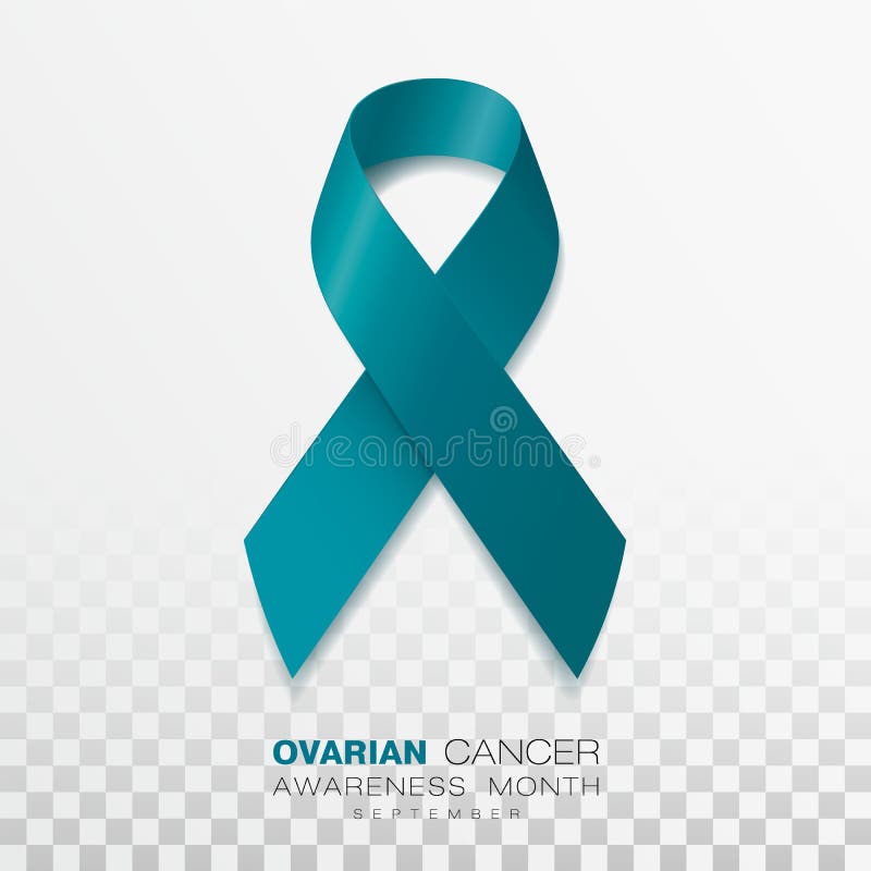 Ovarian Cancer Awareness Month. Teal Color Ribbon Isolated On ...