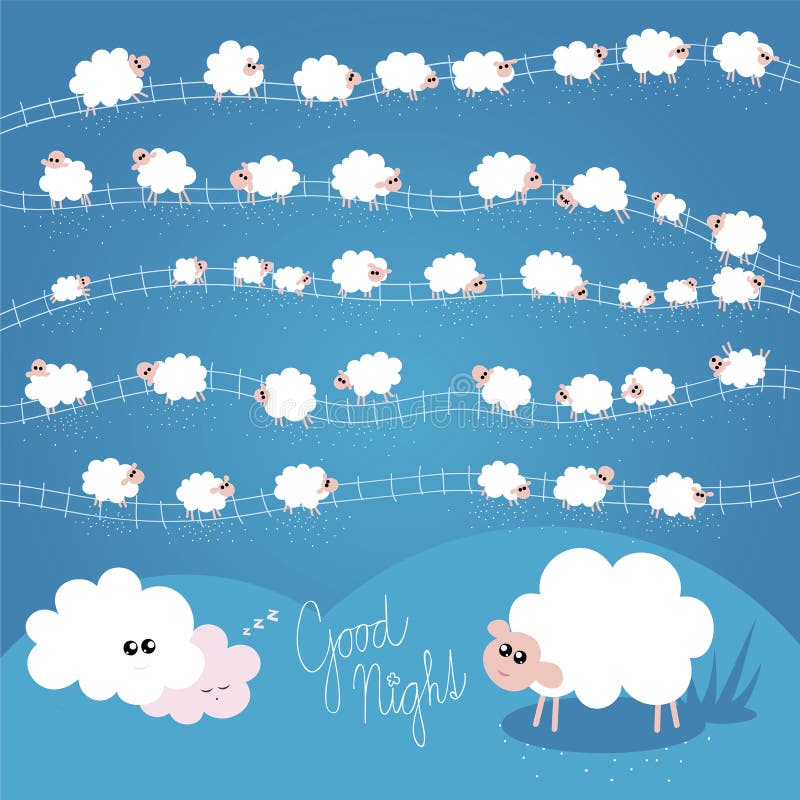 Ovejas De Las Buenas Noches Ilustración del Vector - Ilustración de lindo,  nube: 39615886