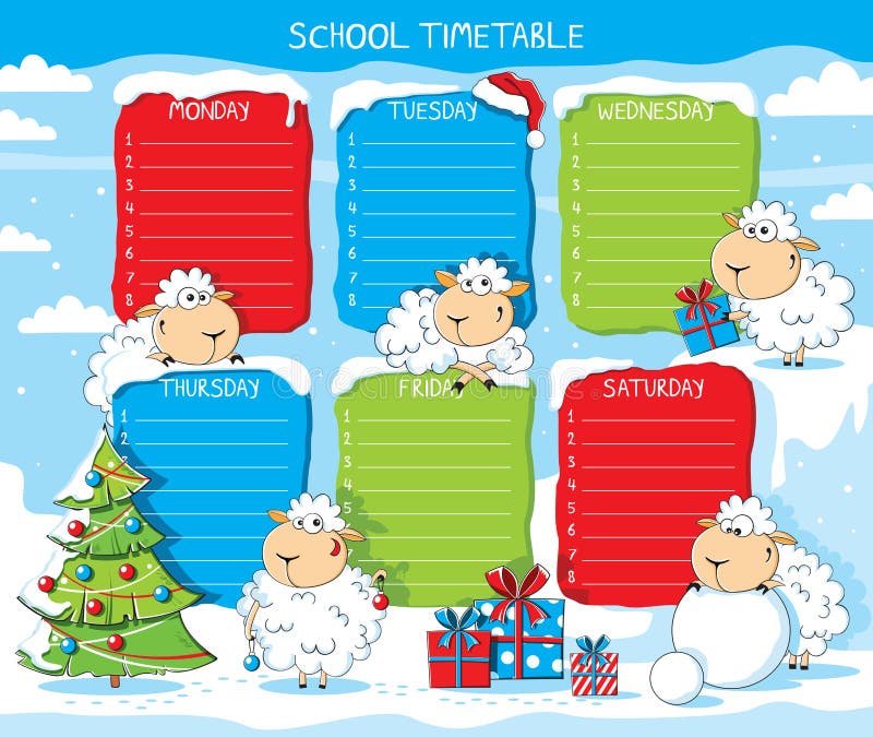 Ovejas divertidas del calendario de la escuela libre illustration Ovejas divertidas del calendario de la escuela libre illustration