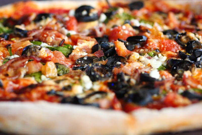 Oven Baked Pizza with Many Toppings Stock Photo Image of oven