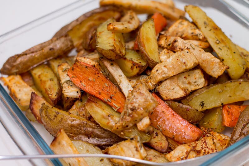 Oven Baked Potatoes and Carrots Stock Photo Image of fast, frame