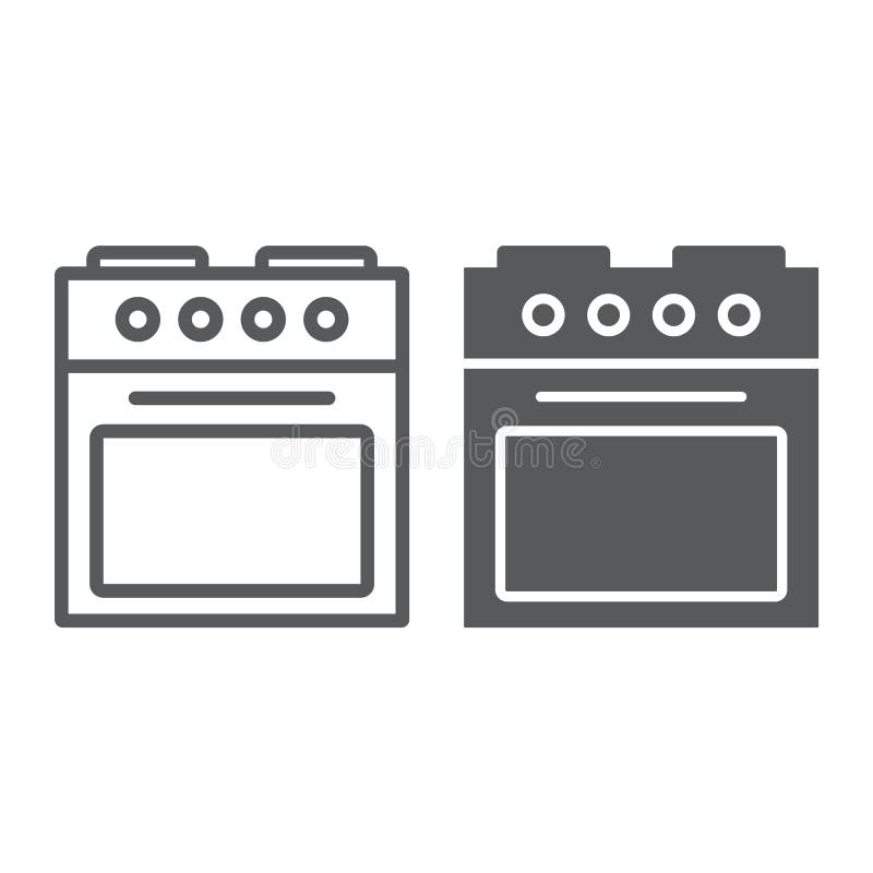 Oven Line and Glyph Icon, Home and Appliance, Stove Sign, Vector