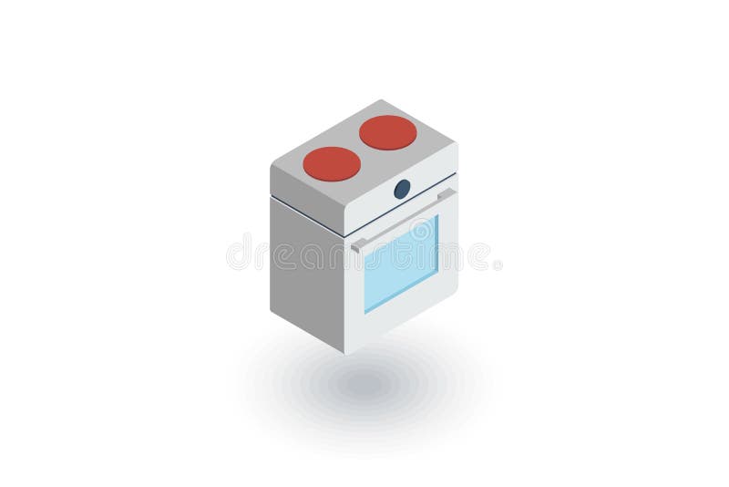 Oven stove isometric flat icon. 3d vector vector illustration