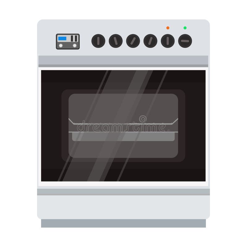Oven stove vector icon illustration. Food cooking kitchen pizza stock illustration