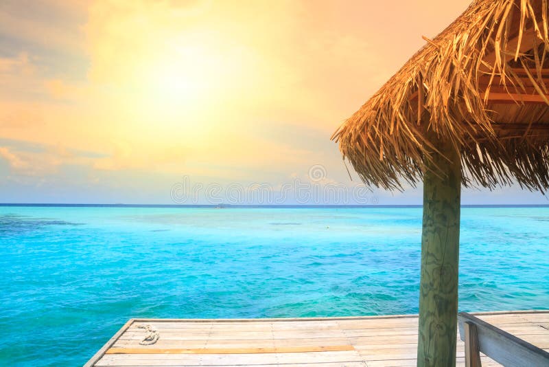 Over water bungalows with steps