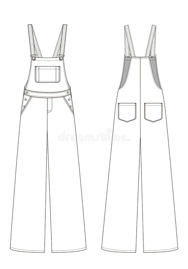 Overall Vector Sketch Illustration. Casual Women Clothes Stock Vector ...