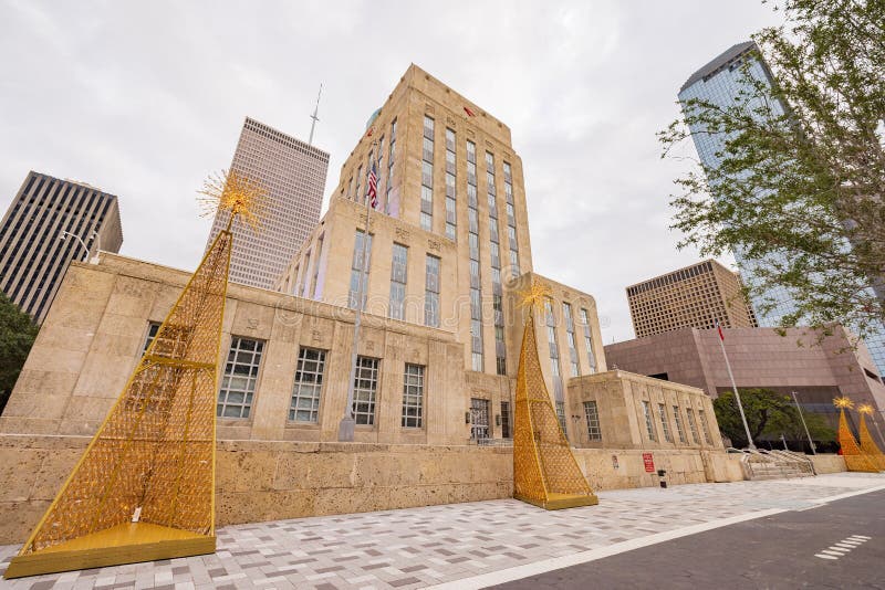 Overcast View of the Houston City Hall Editorial Stock Photo Image of
