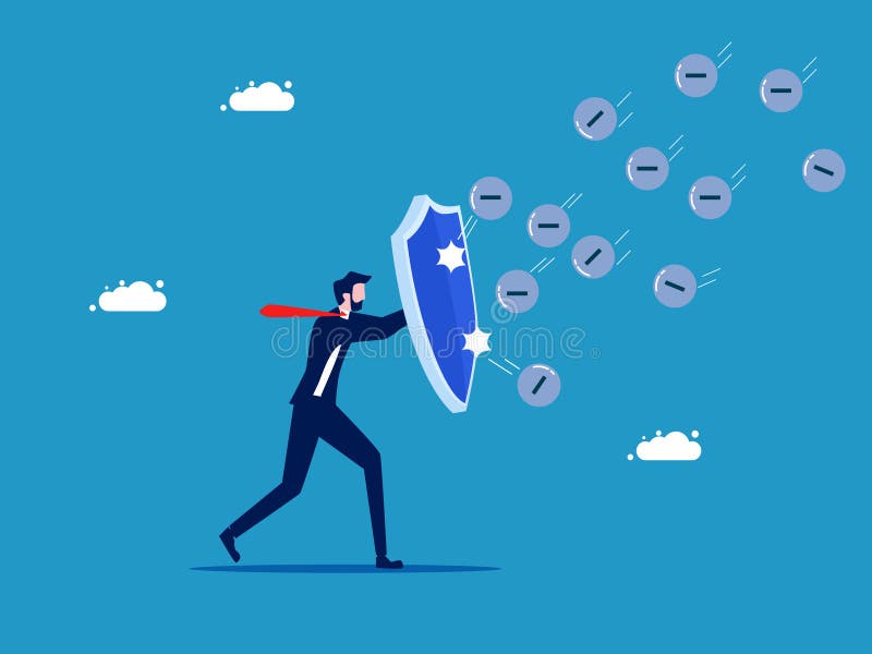 Overcome or Prevent Negative Thoughts. Man Holding a Shield To Protect the  Negative Icon Stock Vector - Illustration of success, victim: 281717613