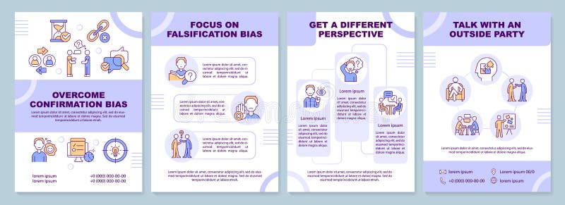 Overcoming confirmation bias tips blue brochure template royalty free illustration