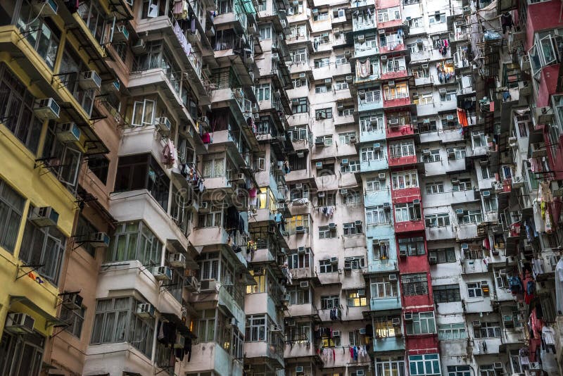 Overcrowded Residential Building in Hong Kong Stock Image Image of