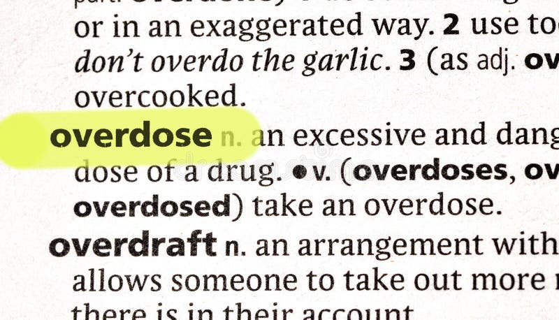 close up photo of the word overdose