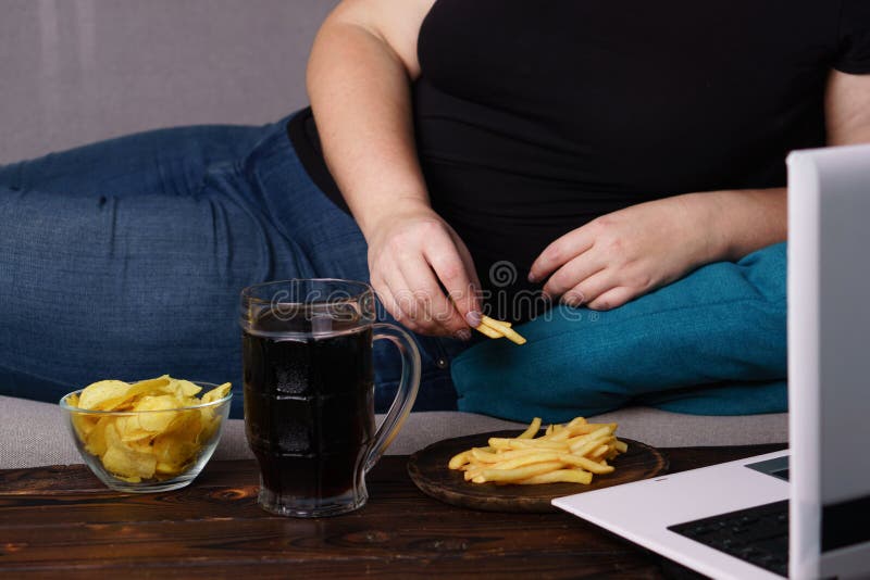 Overeating Sedentary Lifestyle Bad Habits Stock Image Image Of