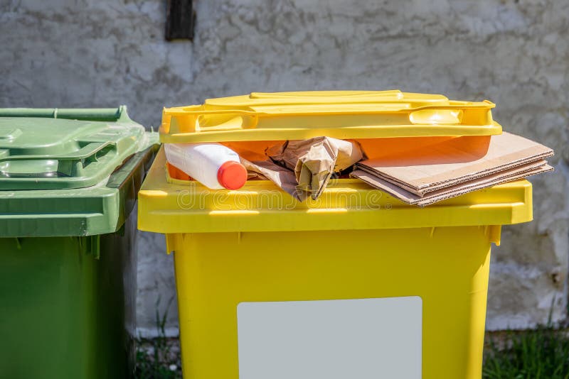 Overfilled Sorted Waste Container. Waste Collection and Recycling Stock Image Image of service