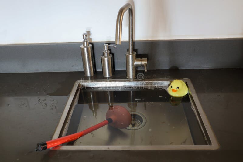 https://thumbs.dreamstime.com/b/overflowing-kitchen-sink-clogged-drain-plunger-force-cup-yellow-rubber-duck-sink-plumbing-problems-overflowing-kitchen-208204962.jpg