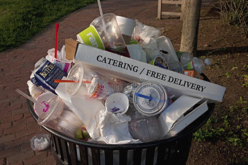 Overflowing Trash Can stock photography