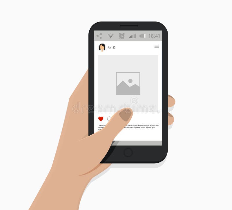 Overhandig holdingssmartphone Vector illustratie Witte achtergrond Sociaal netwerkconcept vector illustratie Overhandig holdingssmartphone Vector illustratie Witte achtergrond Sociaal netwerkconcept vector illustratie