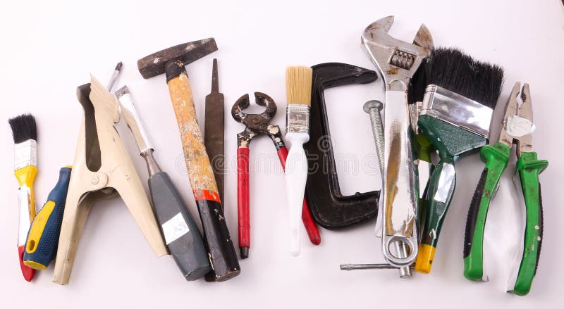 Handgereedschap op witte achtergrond royalty-vrije stock afbeelding