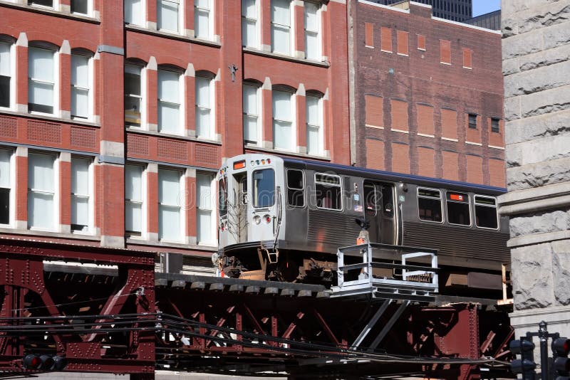 Overhead commuter train in Chicago