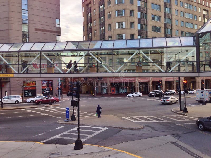 An Overhead Walkway Crosses Cannery Row in Monterey, CA. Editorial Stock Image Image of