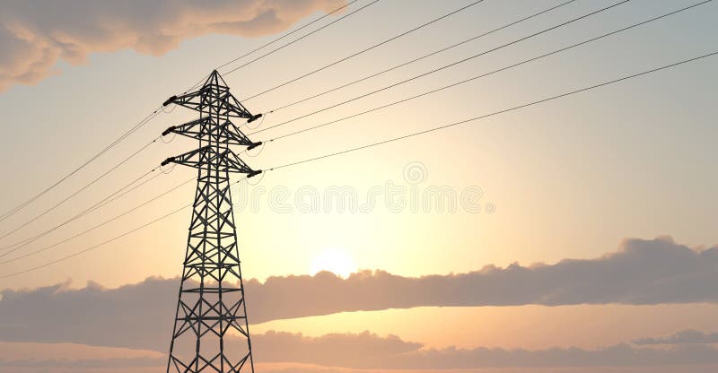 Overhead power line stock illustration