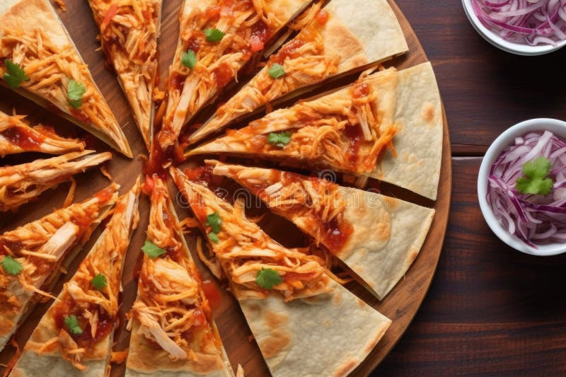 Overhead Shot of Bbq Jackfruit Quesadilla Slices Stock Illustration