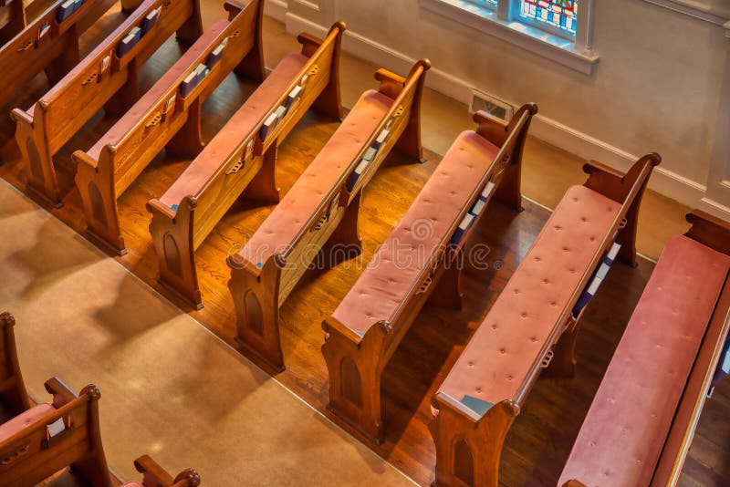 Old Church Pews stock image. Image of glass, religion 1340435