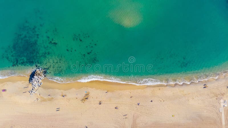 Overhead Shot of the Sandy Beach during a Sunny Day Stock Photo - Image ...