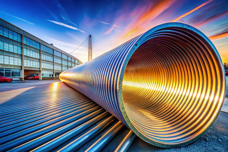 Aerial Studio Shot of Corrugated Ventilation Pipes A Comprehensive View of Industrial Construction Materials royalty free illustration