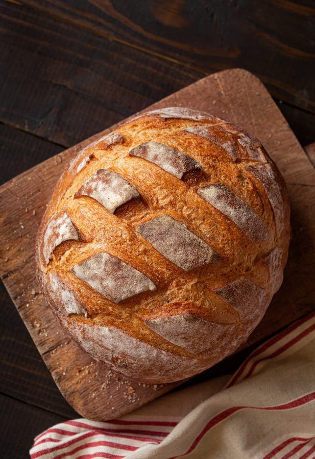 Overhead View of Fresh Baked Artisan Bread Stock Photo Image of loaf