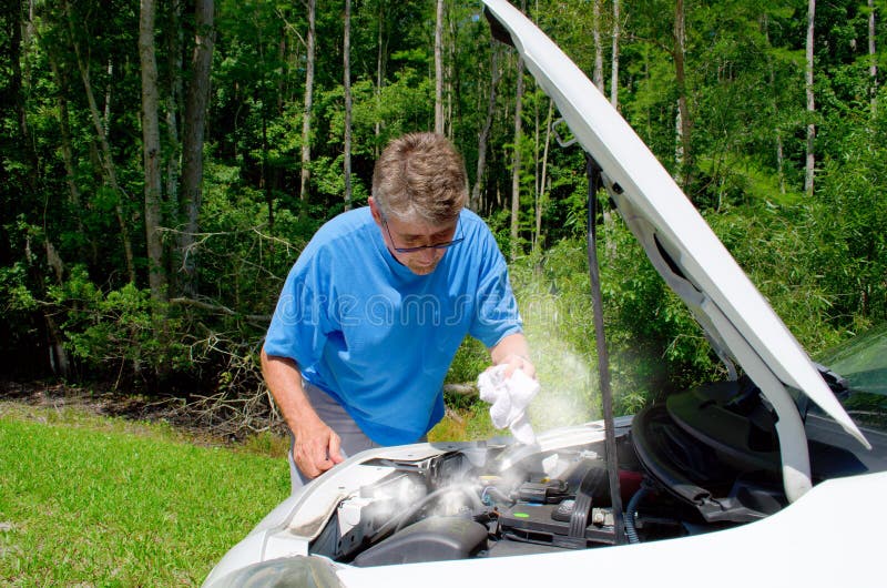 Overheated smoking broken down car trouble