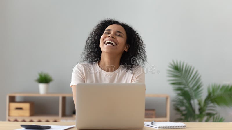 Overjoyed Black Girl Laughing Watching Funny Video on Laptop Stock Image - Image of digital, girl: 161957673 Overjoyed Black Girl Laughing Watching Funny Video on Laptop Stock Image - Image of digital, girl: 161957673