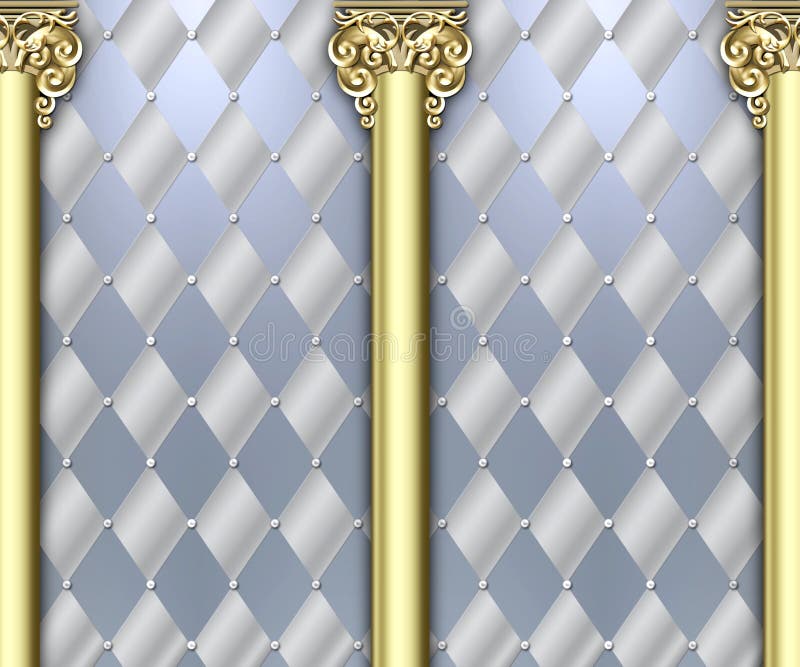 Illustration of a very elaborate old world columns against a luxurious diamond tiled background. Illustration of a very elaborate old world columns against a luxurious diamond tiled background