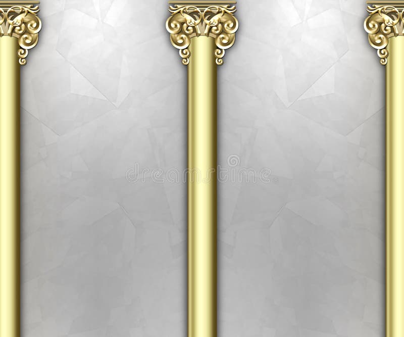 Illustration of a very elaborate old world columns against a luxurious metallic background. Illustration of a very elaborate old world columns against a luxurious metallic background