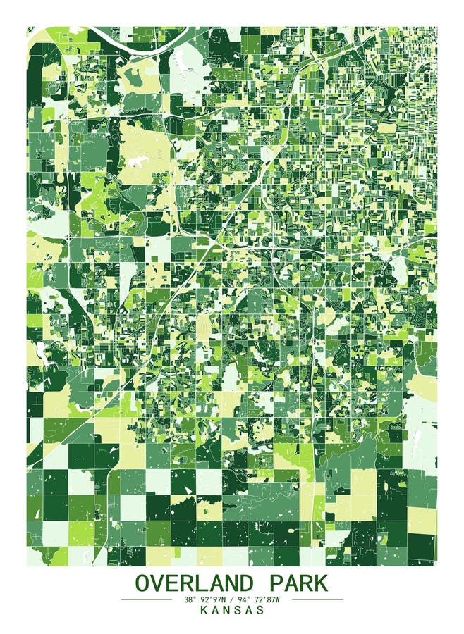 Overland Park Kansas USA Creative Color Block Map Decor Serie Stock Illustration Illustration