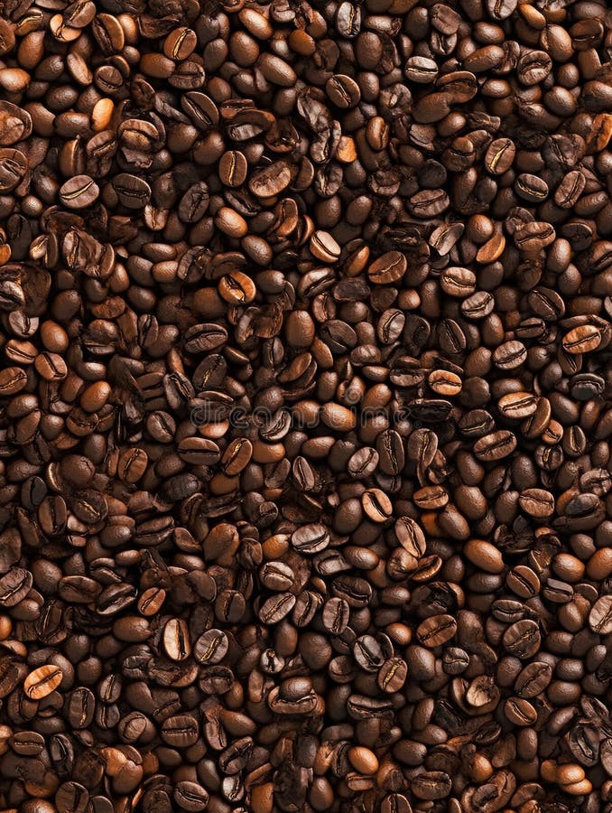 Seamless abstract pattern of rich brown coffee beans creating a textured background with depth Generative AI. Overlapping coffee beans in warm brown tones form an intricate and textured background that adds depth to any design project or decor theme. AI generated