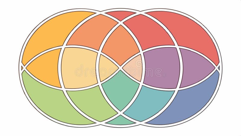 Overlapping color circles, abstract and art for color theory design vector design Generative AI. Overlapping color circles, representing abstract art, color theory, and artistic compositions for art and color theory themes vector design Generative AI