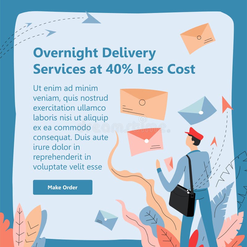 Overnight Delivery Services almost Half less Cost Stock Vector(08)