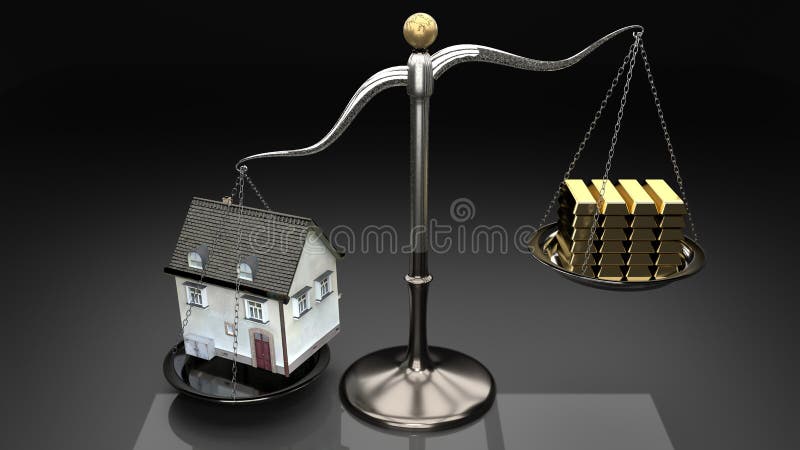 Overpricing propriedades conduz às hipotecas e aos empréstimos arriscados Abrigue a renda e as economias da família do overweigh ilustração royalty free Overpricing propriedades conduz às hipotecas e aos empréstimos arriscados Abrigue a renda e as economias da família do overweigh ilustração royalty free