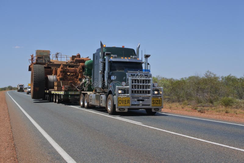 Oversize vehicle convoy on National Highway 95 in Western Australia