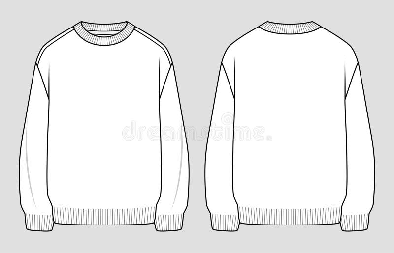Oversized Sweater. Vector Technical Sketch. Mockup Template Stock ...
