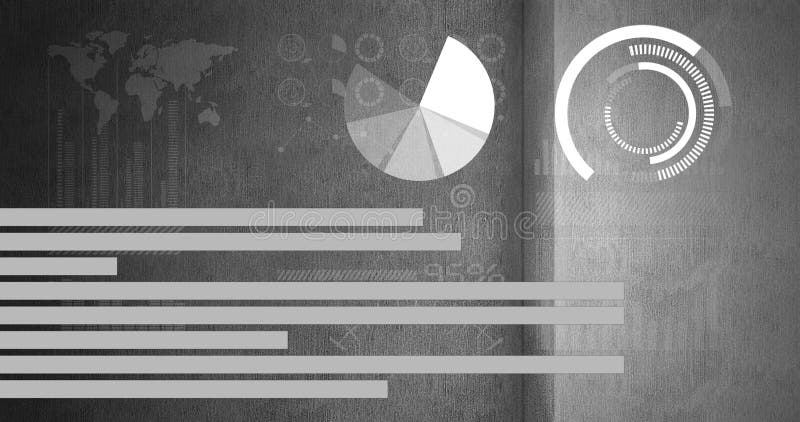 Graphs and pie charts in digital media 4k stock illustration