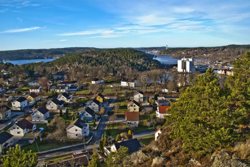 Overview of knardal and halden harbor