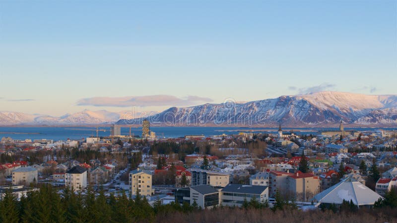 Overview Of Reykjavik City And Esja Mountain Range Stock Image Image