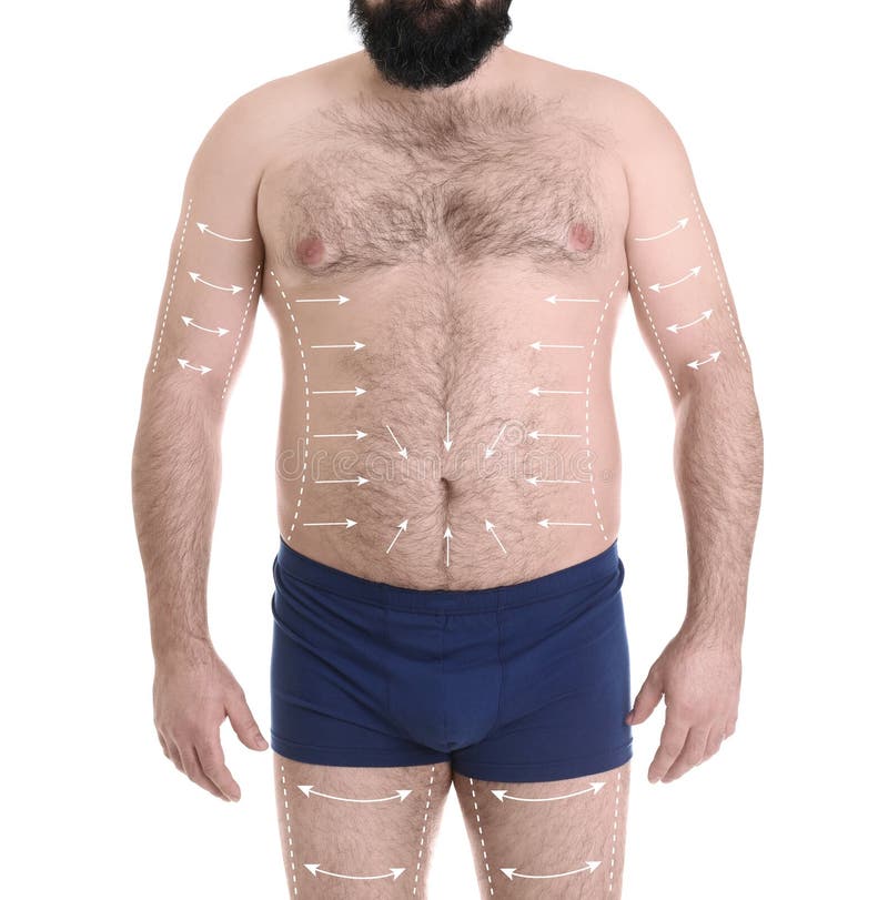 Overweight man isolated on white. Weight loss royalty free stock photography Overweight man isolated on white. Weight loss royalty free stock photography