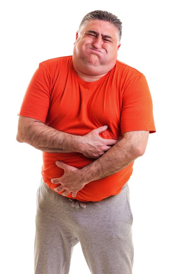 Overweight Man with Strong Stomach Pain Stock Image Image of cold