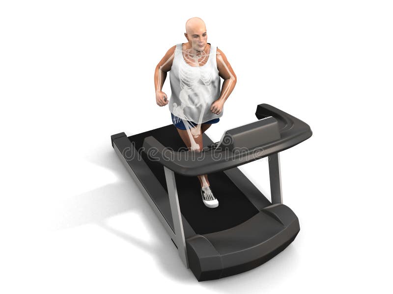 Overweight man on the treadmill vector illustration