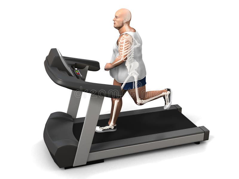 Overweight man on the treadmill vector illustration