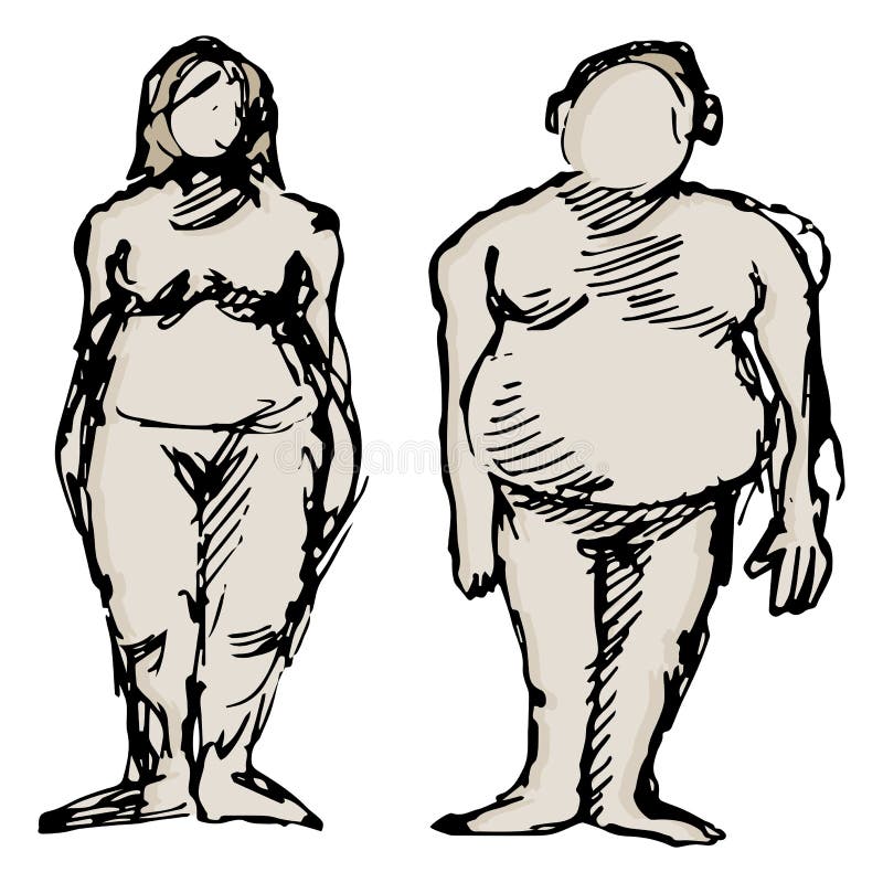 Overweight Man and Woman. 
